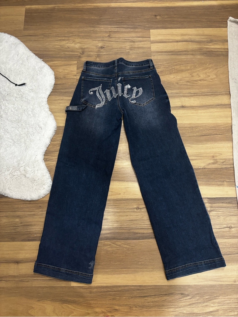 Juicy Couture Dark Indigo Rhinestone Logo Jeans